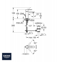 MEDIDAS MONOMANDO LAVABO XS GROHE